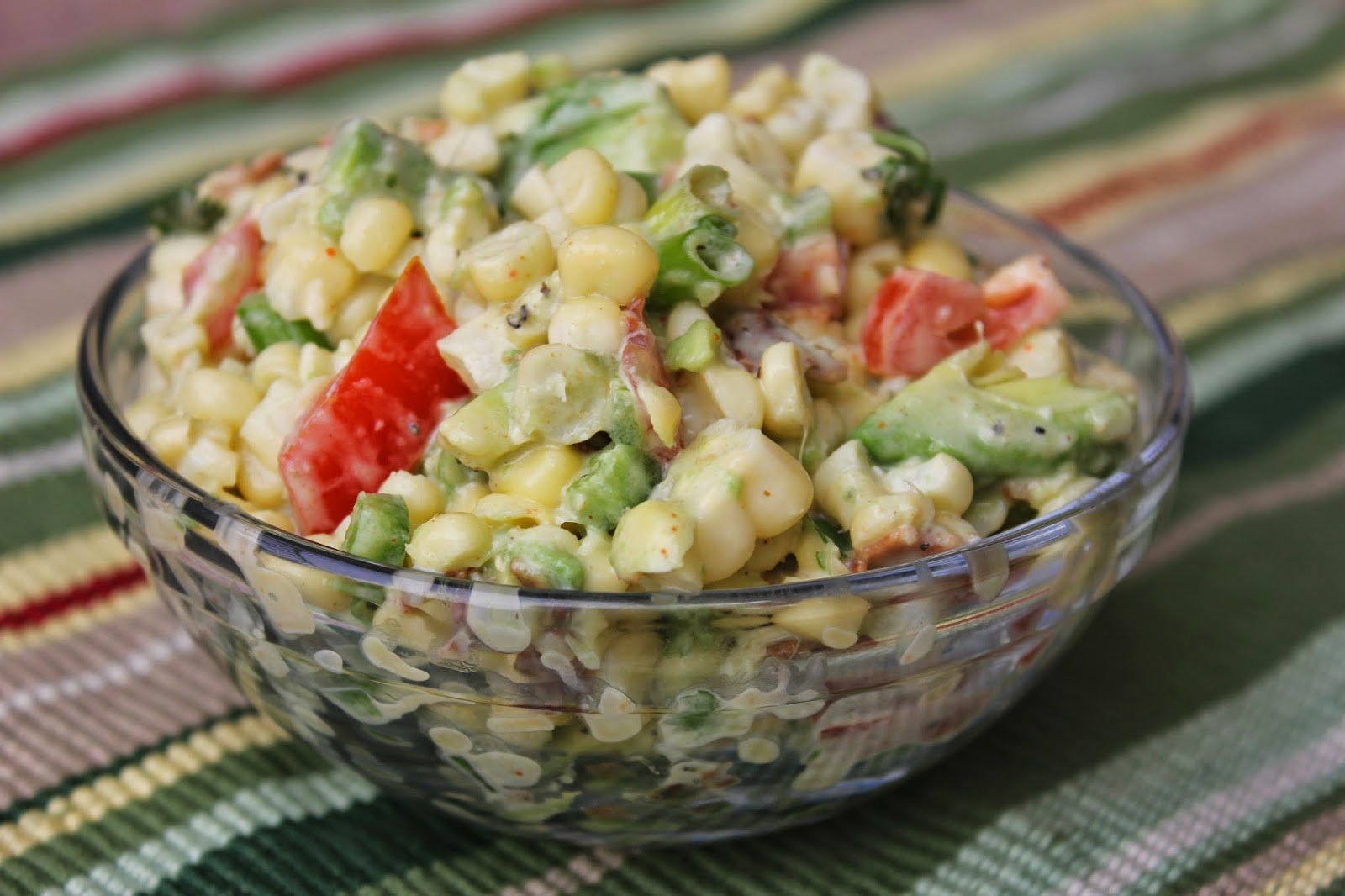 Recipe: Side Dishes, Recipe: Salad, Recipe: Vegetable, Corn Bacon and Avocado Salad, perfect bbq side dish, corn on the cob salad