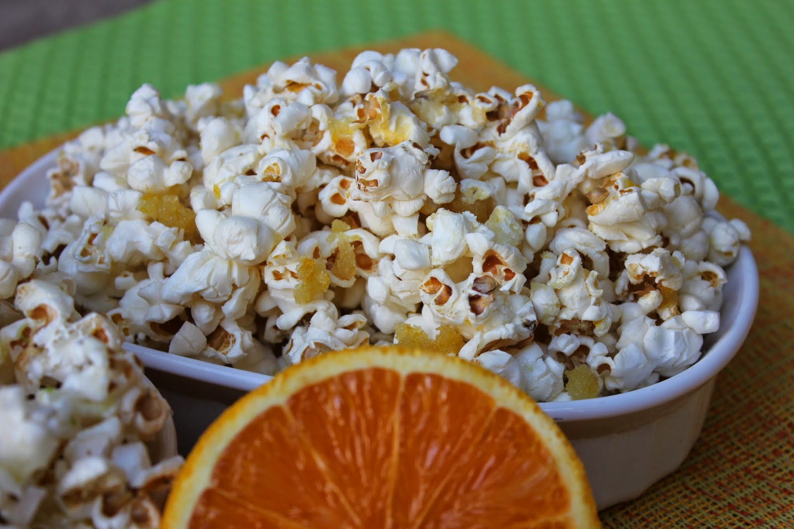 Recipe: Snack, Recipe: Sides, popcorn, citrus popcorn, orange popcorn, sweet and salty orange vanilla popcorn, sweet popcorn, Deals to Meals, 