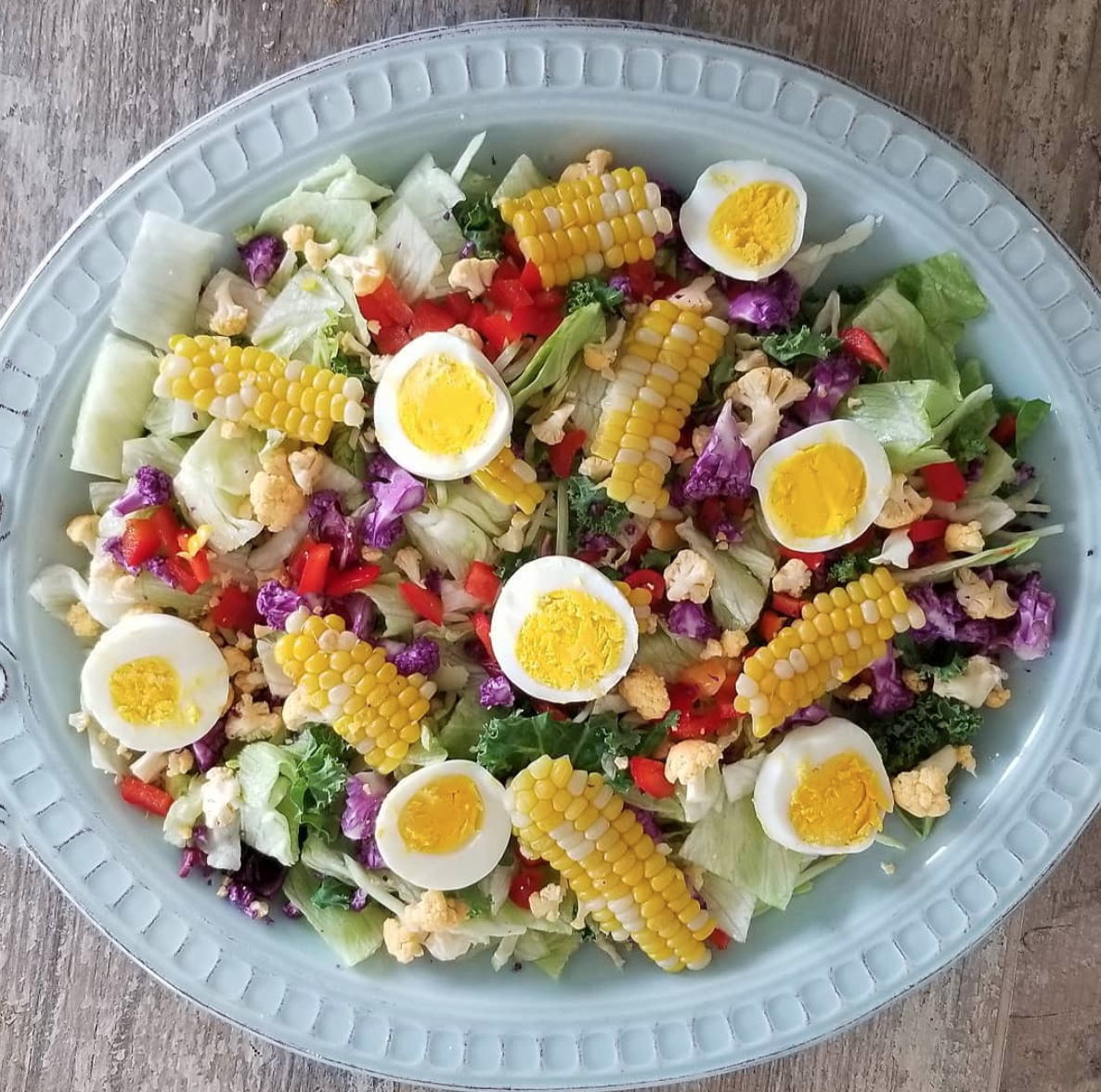 SImple Summer Salad Corn Eggs