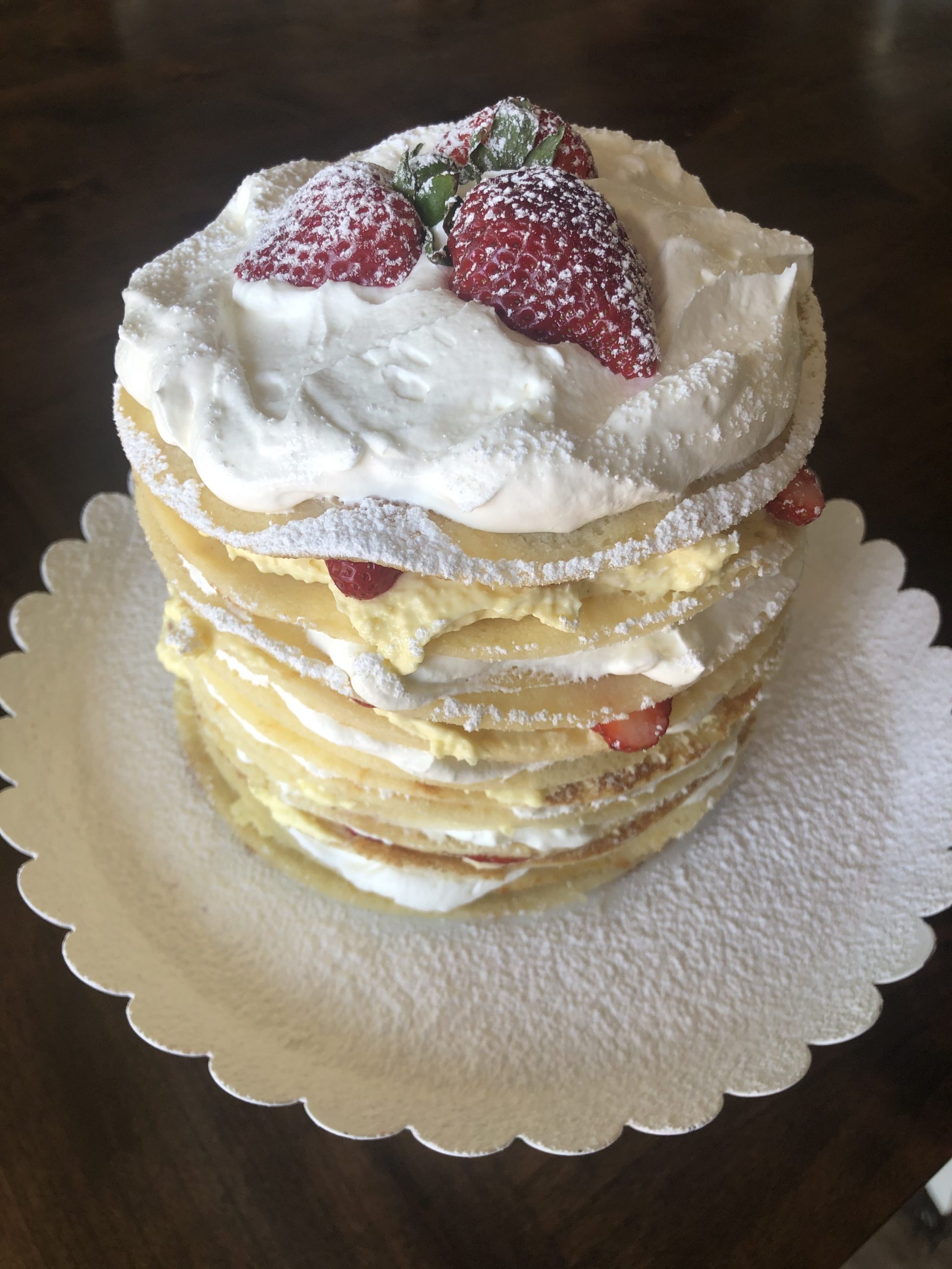 Strawberries and Cream Crepe Cake – Broken Oven Baking