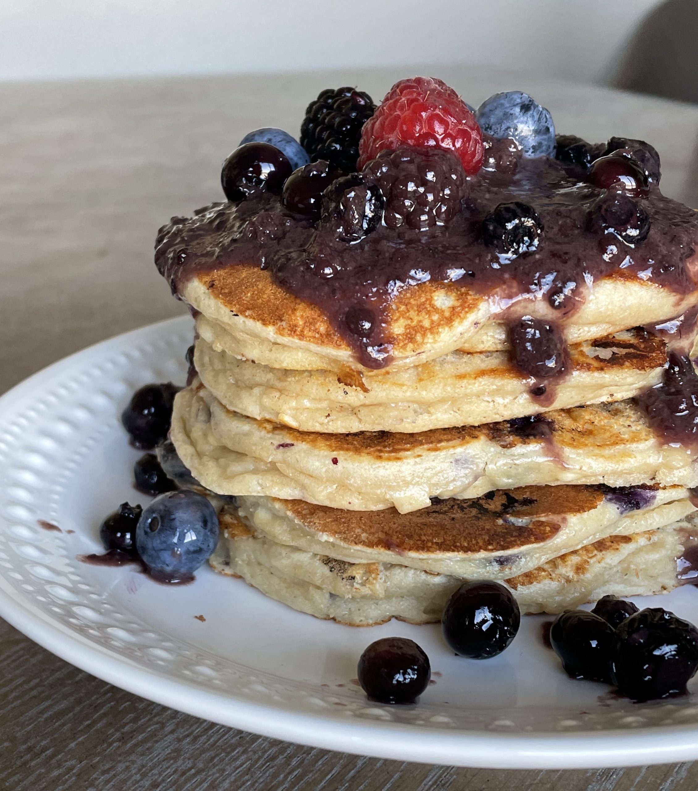 Protein Pancakes with Blueberry Syrup