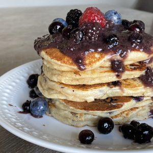 Protein Pancakes with Blueberry Syrup