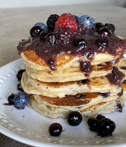 Protein Pancakes with Blueberry Syrup