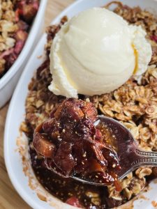 Rhubarb Strawberry Peach Crumble